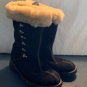 UGG Black and Cream Winter Boots